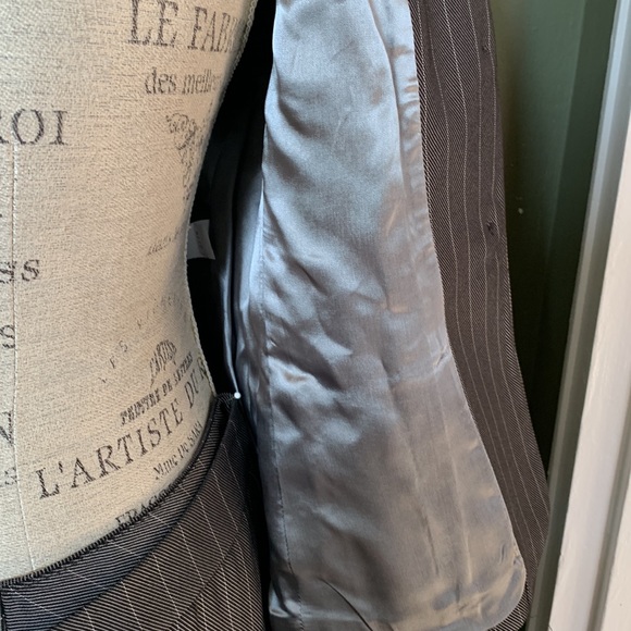 Beautiful pinstripe suit, BNWT, purchased from Macy’s, Size 8P, Color is slate. - Picture 5 of 16